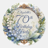 Eleganter Barockrahmen 70. Geburtstagsparty Runder Aufkleber (Vorderseite)