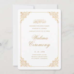 Eleganter Barockrahmen Gold Schrift Walima Zeremon Einladung