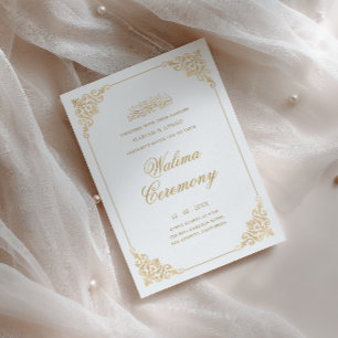 Eleganter Barockrahmen Gold Schrift Walima Zeremon Einladung