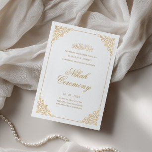 Eleganter Barockrahmen Goldene Nikah-Zeremonie Sch Einladung