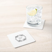 Eleganter Barockrahmen mit dem Monogramm-Initial Rechteckiger Pappuntersetzer (Vor Ort)