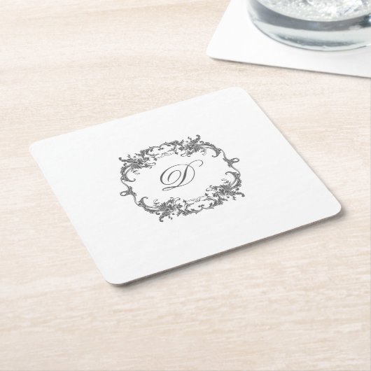 Eleganter Barockrahmen mit dem Monogramm-Initial Rechteckiger Pappuntersetzer (angewinkelt)