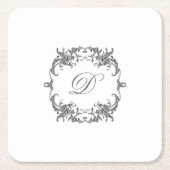 Eleganter Barockrahmen mit dem Monogramm-Initial Rechteckiger Pappuntersetzer (Vorderseite)