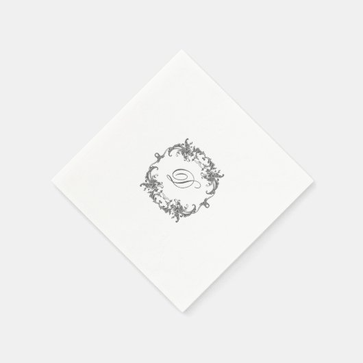 Eleganter Barockrahmen mit dem Monogramm-Initial Serviette (Ecke)