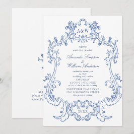 Eleganter Baroque Dusty Verzierter Rahmen Hochzeit Einladung