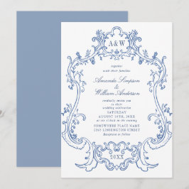 Eleganter Baroque Dusty Verzierter Rahmen Hochzeit Einladung
