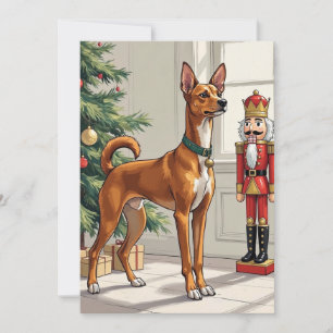 Eleganter Basenji-Hund Nussknacker modernes Weihna Feiertagskarte