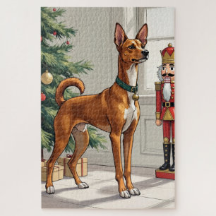 Eleganter Basenji-Hund Nussknacker modernes Weihna Puzzle