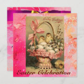 ELEGANTER BASKET,KIKEN,BLUME UND OSTEREIER EINLADUNG (Vorne/Hinten)