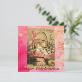 ELEGANTER BASKET,KIKEN,BLUME UND OSTEREIER EINLADUNG (Stehend Vorderseite)