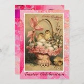 ELEGANTER BASKET,KIKEN,BLUME UND OSTEREIER EINLADUNG (Vorne/Hinten)