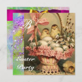 ELEGANTER BASKET,KIKEN,BLUME UND OSTEREIER EINLADUNG (Vorne/Hinten)