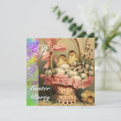 ELEGANTER BASKET,KIKEN,BLUME UND OSTEREIER EINLADUNG (Stehend Vorderseite)