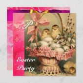 ELEGANTER BASKET,KIKEN,BLUME UND OSTEREIER EINLADUNG (Vorne/Hinten)