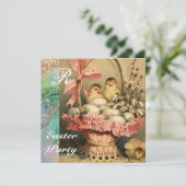 ELEGANTER BASKET,KIKEN,BLUME UND OSTEREIER EINLADUNG (Stehend Vorderseite)