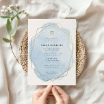 Eleganter Bat Mitzvah, Blue Watercolor Gold Frame Einladung<br><div class="desc">Dieses moderne Design zeigt Ihren eigenen Text auf einem Aquarellplatz,  der in einem geometrisch geformten Rahmen dargestellt ist. Verwenden Sie das Vorlagenformular,  um Ihren Text hinzuzufügen. Die erweiterten Editiermenüs,  auf die Sie mit dem "Design-Tool" zugreifen können,  ermöglichen es Ihnen,  die Schriftart und das Layout zu ändern.</div>