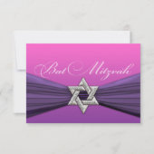 Eleganter Bat Mitzvah Star Lila auf jeder Farbe RSVP Karte (Vorderseite)
