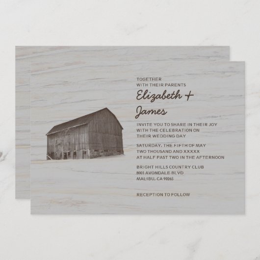 Eleganter Bauernhof Einladungen zur Hochzeit (Vorne/Hinten)