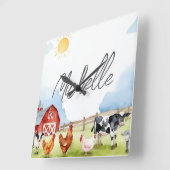 Eleganter Bauernhof Red Barnyard Farm Animal Custo Quadratische Wanduhr (Winkel)