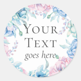 Eleganter Bauernhof Wasserfarbener Blütenboden Blu Runder Aufkleber