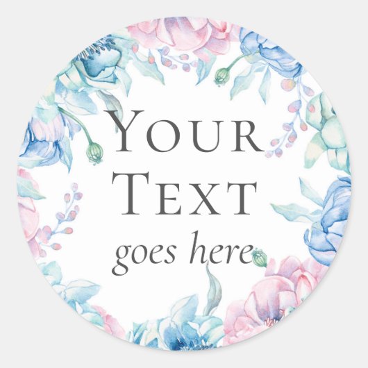Eleganter Bauernhof Wasserfarbener Blütenboden Blu Runder Aufkleber (Vorderseite)