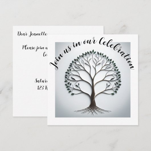Eleganter Baum der Party Einladung (Vorne/Hinten)