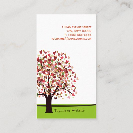 Eleganter Baum des Herzens - Einfach und Natur Visitenkarte (Rückseite)