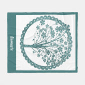 Eleganter Baum des Lebens Blauer Glitzer Namaste Fleecedecke (Vorderseite (Horizontal))