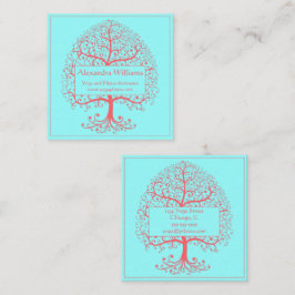 Eleganter Baum des Lebens Rosa Pastel Personalisie Quadratische Visitenkarte