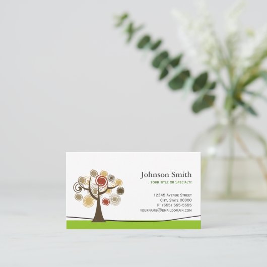 Eleganter Baum des Lebens - Saubere, grüne Stilele Visitenkarte (Stehend Vorderseite)