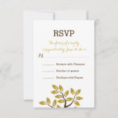 Eleganter Baum mit Goldfolie Blätter Moderne Hochz RSVP Karte (Rückseite)