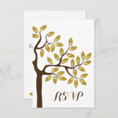 Eleganter Baum mit Goldfolie Blätter Moderne Hochz RSVP Karte (Vorne/Hinten)