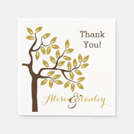 Eleganter Baum mit Goldfolie Blätter Moderne Hochz Serviette