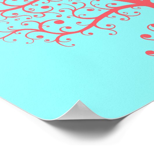 Eleganter Baum Retro Rosa Pastel Poster (Ecke)