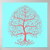 Eleganter Baum Retro Rosa Pastel Poster (Vorne)