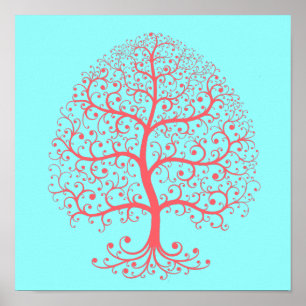 Eleganter Baum Retro Rosa Pastel Poster