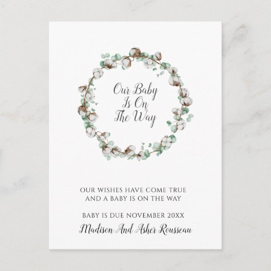 Eleganter Baumwoll-Rahmen Ankündigungspostkarte (Vorderseite)