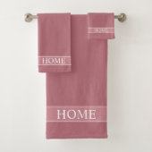 Eleganter bearbeitbarer Zuhause-Text auf Rose Gold Badhandtuch Set (Insitu)