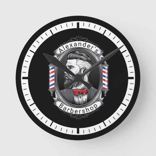 Eleganter Bearded Man Runde Wanduhr (Vorderseite)