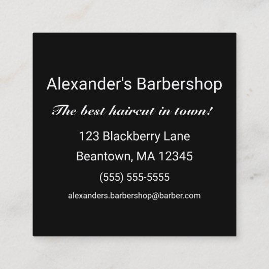 Eleganter Bearded Man Square Quadratische Visitenkarte (Rückseite)