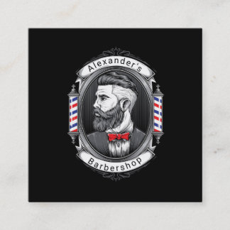 Eleganter Bearded Man Square Quadratische Visitenkarte