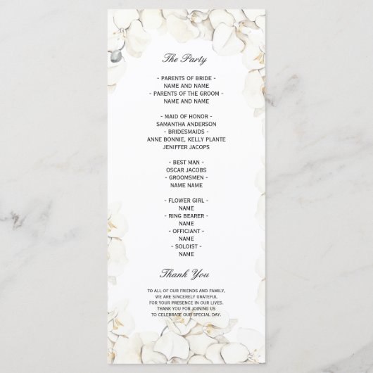 Eleganter Beauty White Orchids Rahmen Menükarte (Rückseite)