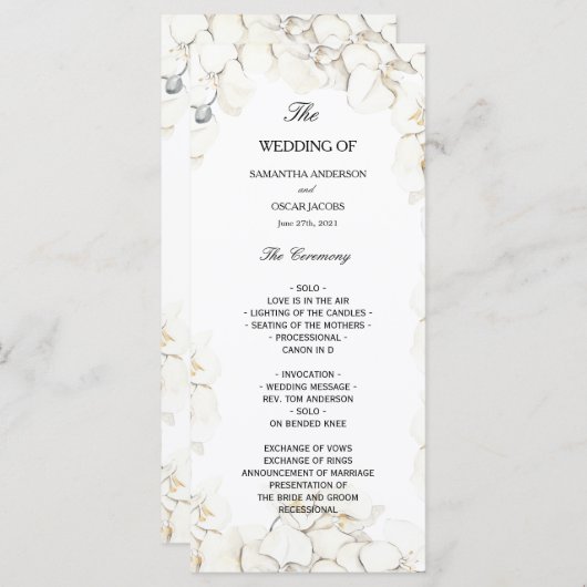 Eleganter Beauty White Orchids Rahmen Menükarte (Vorne/Hinten)