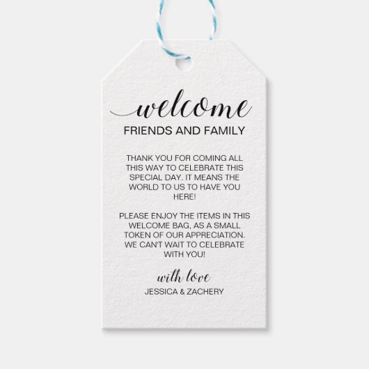 Eleganter Begrüßungskorb Geschenkanhänger (Vorderseite)