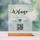 Eleganter Begrüßungsskript WIFI QR Code Mattiert Acrylschild (Neutral)