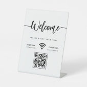 Eleganter Begrüßungsskript WIFI QR Code Sockelschild (Vorderseite)