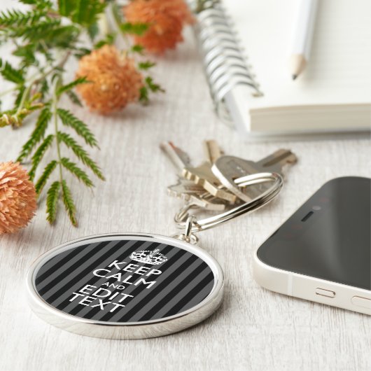 Eleganter BEHALT von CALM und Text auf schwarzen S Schlüsselanhänger (Seite)