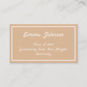 Eleganter Beige Abschluss 2025 Celebration Card Visitenkarte