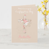 Eleganter Beige-Bestätigung Blumenkreuz Karte (Gelbe Blume)