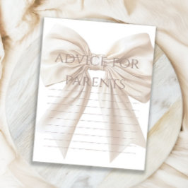 Eleganter Beige Bow Baby Shower Advice für Eltern